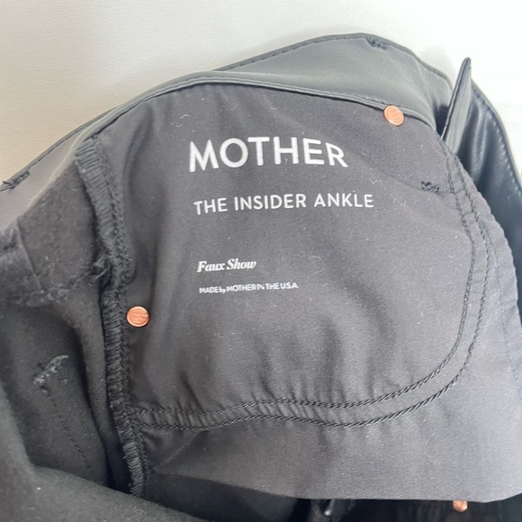 Mother Insider Vegan Leather Ankle Flare Black Pants Size 32 - Picture 11 of 16